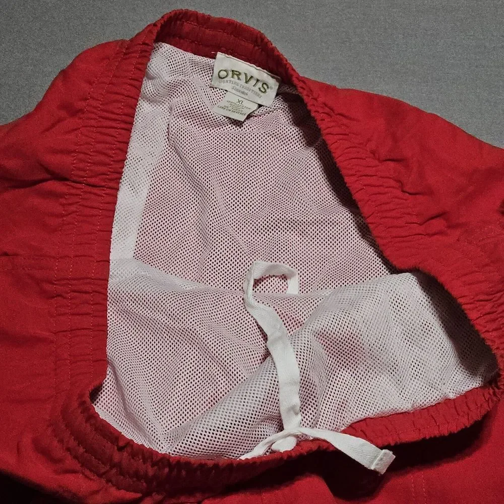 Orvis Swim Shorts Men's XL Mesh Lined Drawstring Red Board‎ Trunks NEW